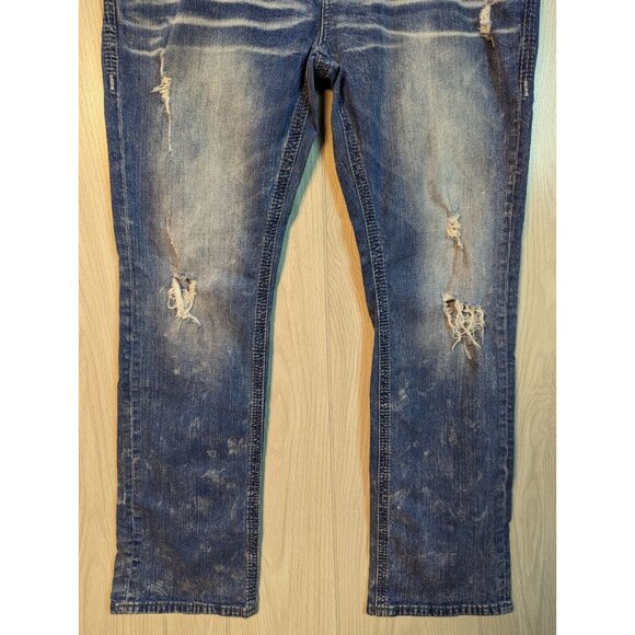 Affliction Black Premium Blake Mens Blue Jeans Denim Size 36 40x32 Distressed - Picture 3 of 12